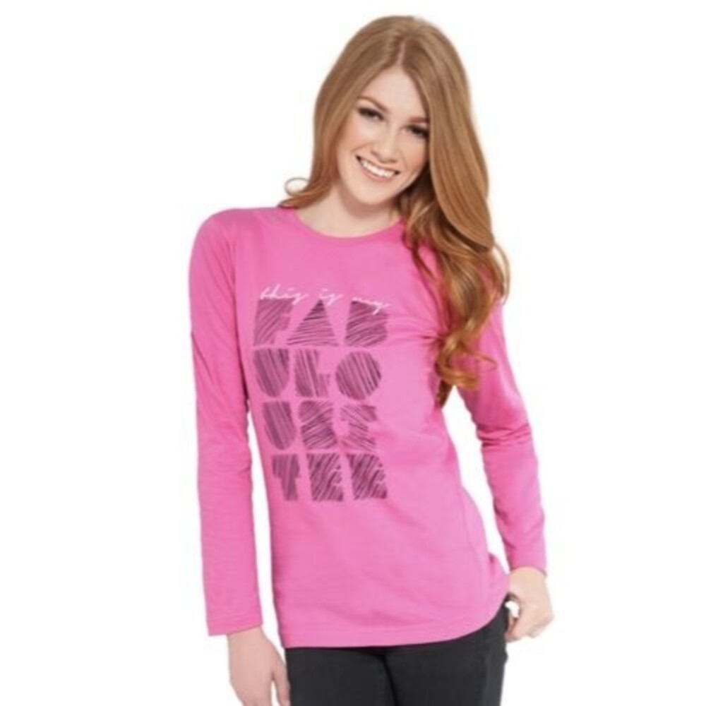Just Fabolous Womens Long Sleeve T-Shirt Pink Graphic Size XL L M ?